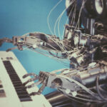 Robot playing piano symbolizing artificial intelligence and advanced AI capabilities