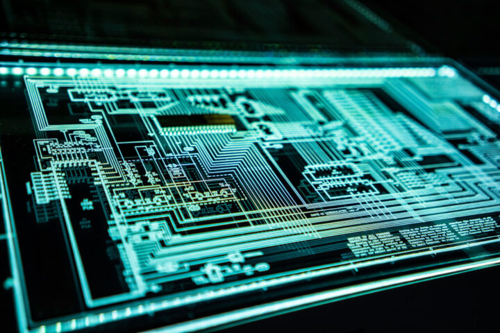 Teal LED panel symbolizing cybersecurity and AI protection