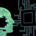 Futuristic 3D Render of AI and cybersecurity concept