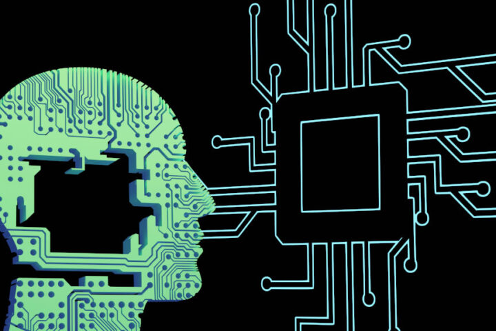 Futuristic 3D Render of AI and cybersecurity concept